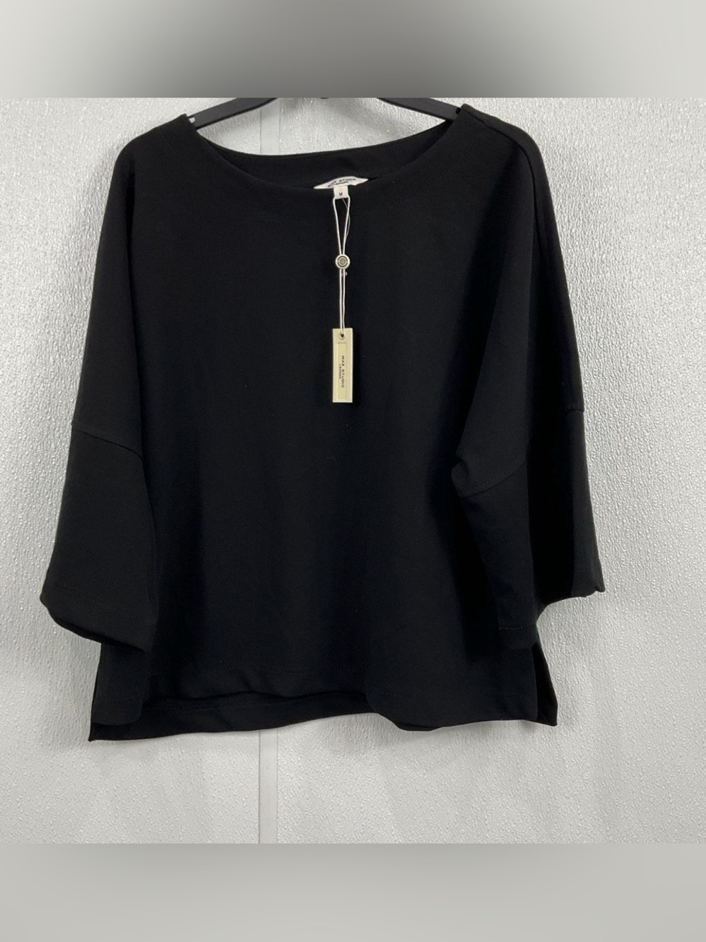 Black Blouse Max Studio NWT Women's Relaxed Boatneck Top